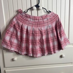 Pink Plaid Skirt